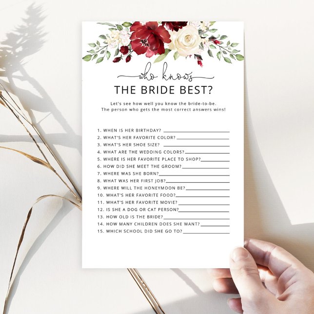 Burgundy Who knows the bride best game (Creator Uploaded)