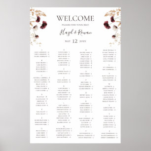 Burgundy Wildflower   Alphabetical Seating Chart
