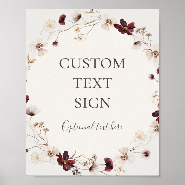 Burgundy Wildflower | Beige Cards & Gifts Custom Poster (Front)