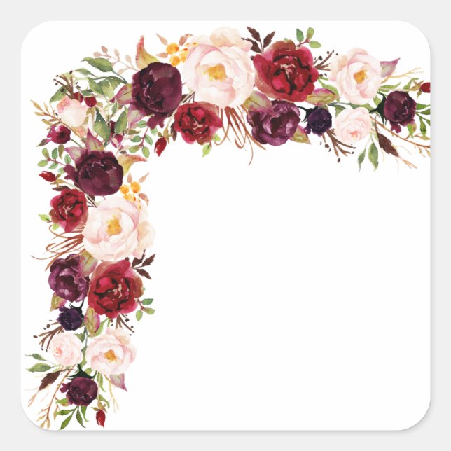 Burgundy Wildflower Border Sticker (Front)