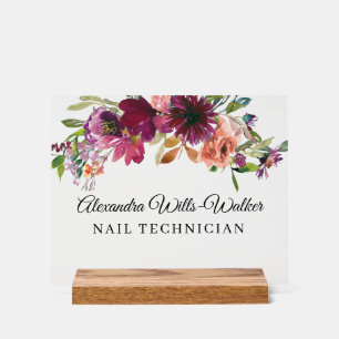 Burgundy Wildflower Floral  Acrylic Sign