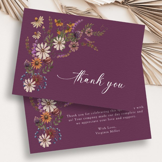 Burgundy Wildflower Thank You Cards (Burgundy Wildflower Thank You Cards
)