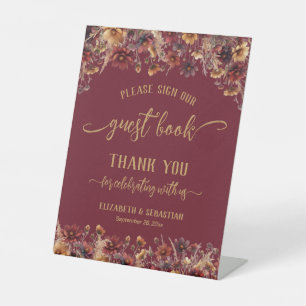 Burgundy Wildflowers Please Sign Our Guest Book