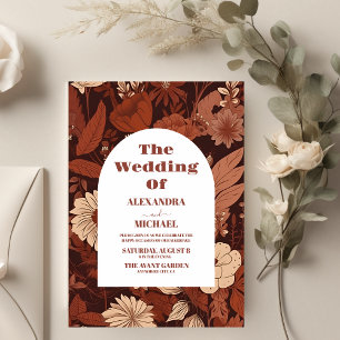  Burgundy Wildflowers Wedding Invitation