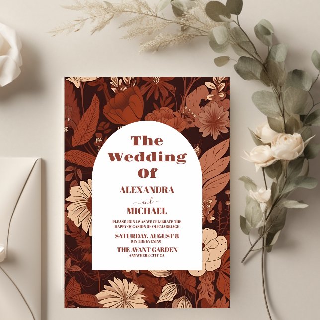  Burgundy Wildflowers Wedding Invitation (Creator Uploaded)