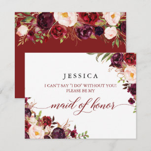 Burgundy Will You Be My Maid of Honour Card