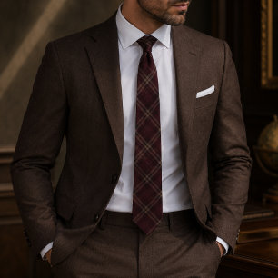 Burgundy Windowpane Plaid Tie