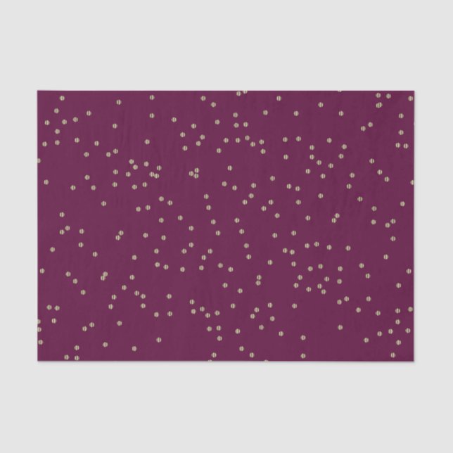 Burgundy Wine and Metallic Gold Dot Splatter Tissue Paper (Front)