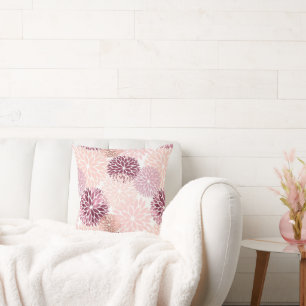 Burgundy Wine and Pink Floral Cushion