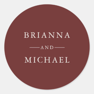Burgundy Wine Autumn Simple Elegant Wedding Classic Round Sticker