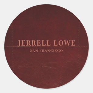 Burgundy Wine Colour Vintage Leather Elegant Classic Round Sticker