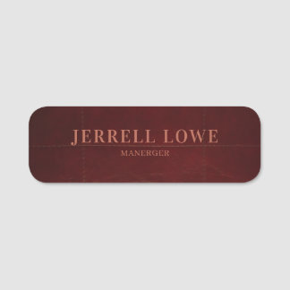Burgundy Wine Colour Vintage Leather Professional Name Tag
