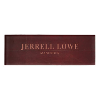 Burgundy Wine Colour Vintage Leather Professional Name Tag