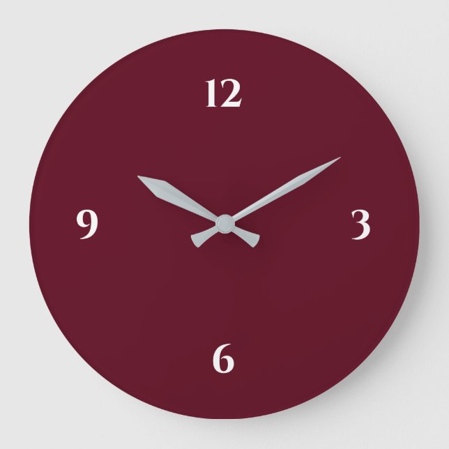 Burgundy Wine Coloured Minimalist Large Clock (Front)