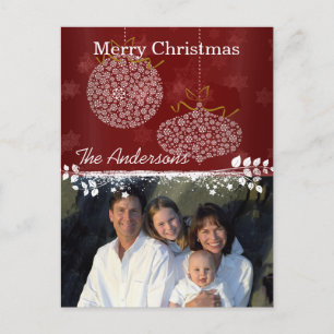 Burgundy Wine Family Christmas Photo Holiday Postcard