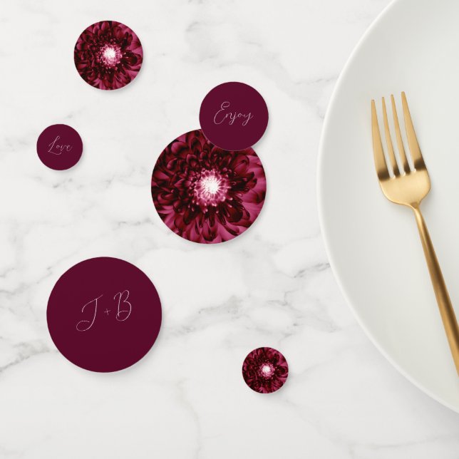 Burgundy Wine Floral Customisable Table Confetti (Group)