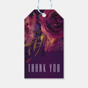 Burgundy Wine Floral Rose Purple Elegant Modern Gift Tags