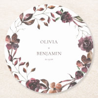 Burgundy Wine Floral Wreath Personalised Wedding