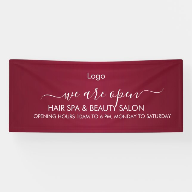 Burgundy Wine & Golden Beauty Salon Banner (Horizontal)