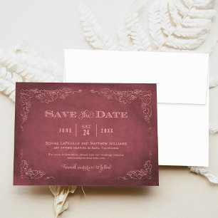 Burgundy Wine Grapevine Vineyard Wedding Save The Date