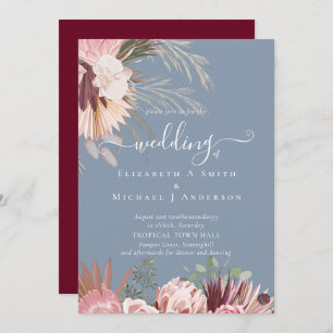 Burgundy Wine Pampas Grass Tropical Wedding