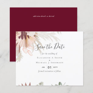 Burgundy Wine Pampas Grass Tropical Wedding
