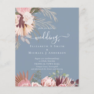 Burgundy Wine Pampas Grass Tropical Wedding Flyer