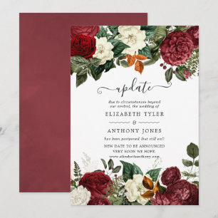 Burgundy Wine Red Floral Wedding Update Invitation
