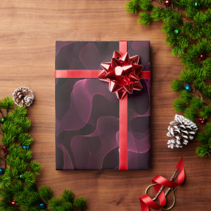 Burgundy Wine Smoke Flow Black Abstract Pattern Wrapping Paper