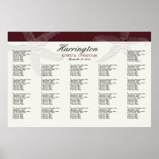 Burgundy Wine Starfish Wedding Seating Chart