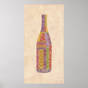 Burgundy Wine Word Bottle Poster