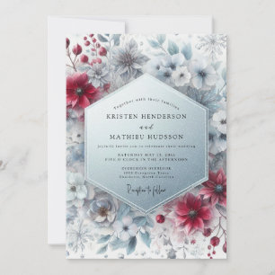Burgundy Winter Bloom Wedding Invitation