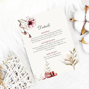 Burgundy Winter Elegance Wedding Details Card