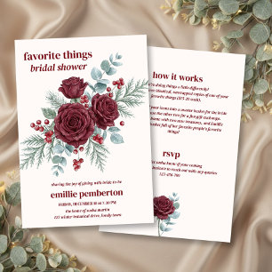 Burgundy Winter Favourite Things Bridal Shower Invitation