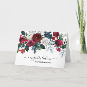 Burgundy Winter Flowers Congratulation Card