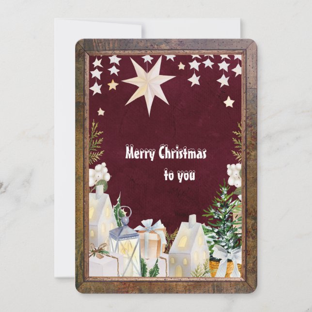 burgundy winter holiday greeting card (Front)