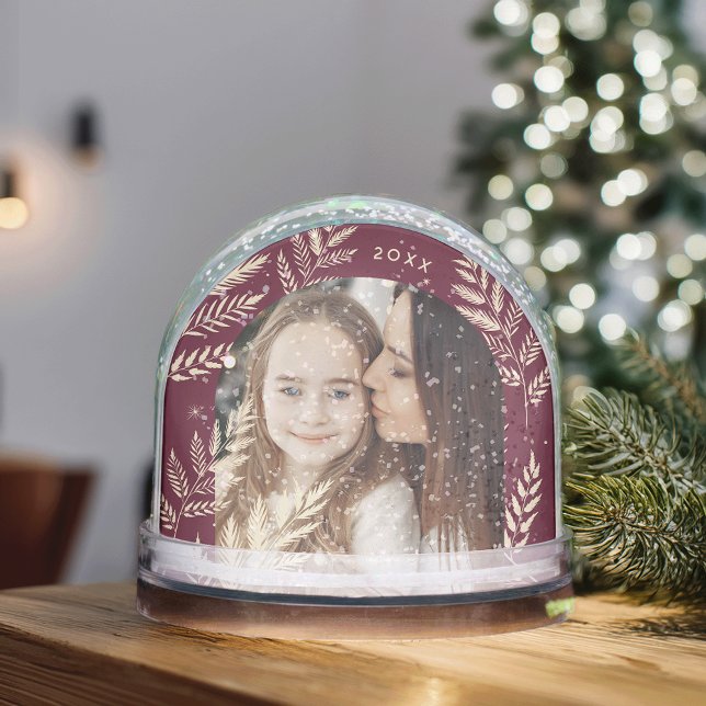 Burgundy | Winter Laurel Photo Snowglobe (Creator Uploaded)