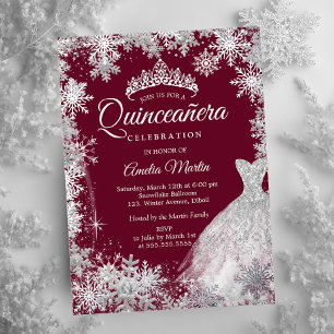 Burgundy Winter Snowflake Dress Quinceanera
