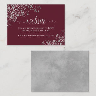 Burgundy with Elegant Silver Lace Wedding Website Enclosure Card