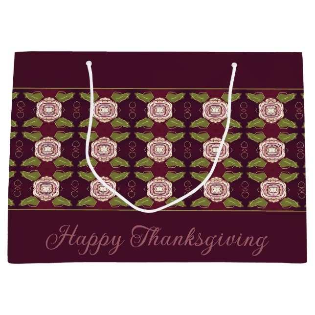 Burgundy With Floral Pattern Large Gift Bag (Front)