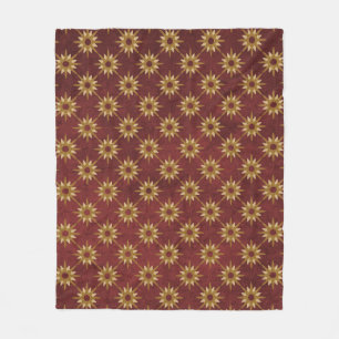 Burgundy with Gold Stars Pattern Fleece Blanket