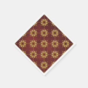 Burgundy with Gold Stars Pattern Napkin