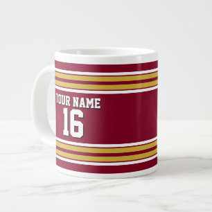 Burgundy with Gold White Stripes Team Jersey Large Coffee Mug