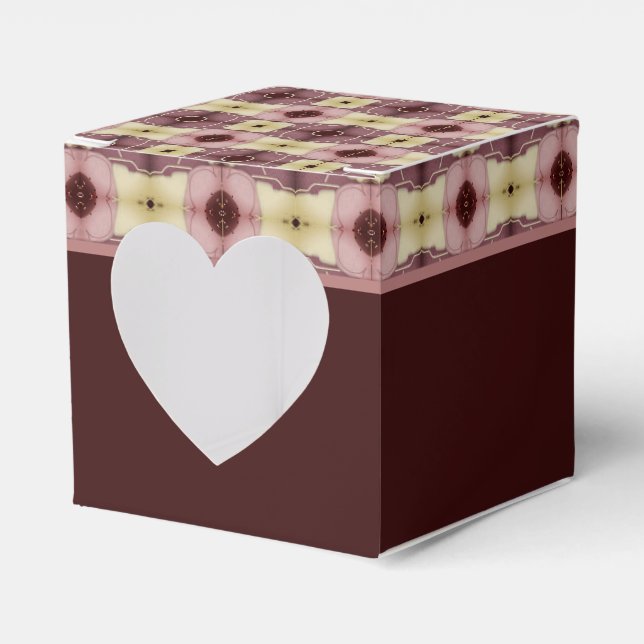 Burgundy With Pink Pattern Favour Box (Front Side)