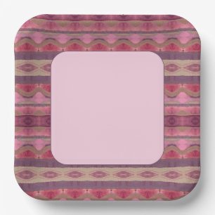 Burgundy With Pinks Paper Plate