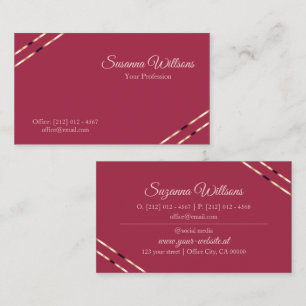 Burgundy with Rose Gold Lines Stylish and Elegant Business Card