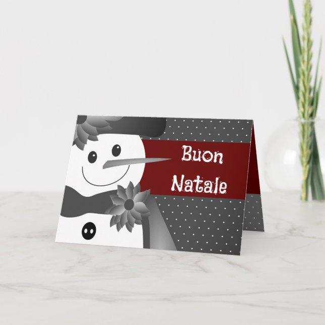 Burgundy With White Polka Dot Holiday Card (Front)
