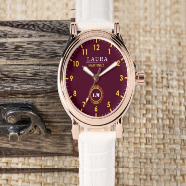 Burgundy woman monogram custom watch (Creator Uploaded)