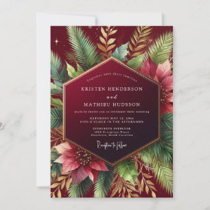 Burgundy Woodland Winter Wedding Invitation