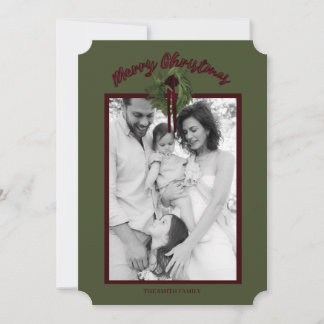 Burgundy Wreath Personalised Christmas Card